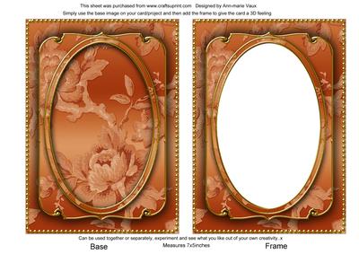B Orange Metallic All Over Rose 7x5in Shaker Frame and Base