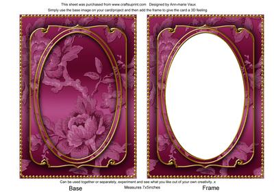 Cerise Metallic All Over Rose 7x5in Shaker Frame and Base