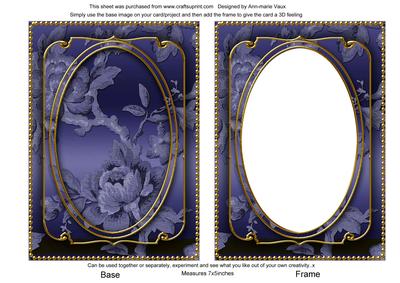 Dark Blue Metallic All Over Rose 7x5in Shaker Frame and Base