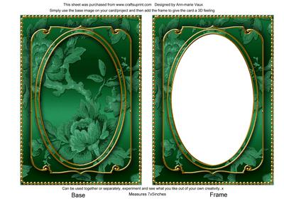 Dark Green Metallic All Over Rose 7x5 Shaker Frame and Base