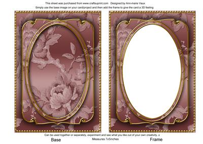 Dusky Pink Metallic All Over Rose 7x5 Shaker Frame and Base