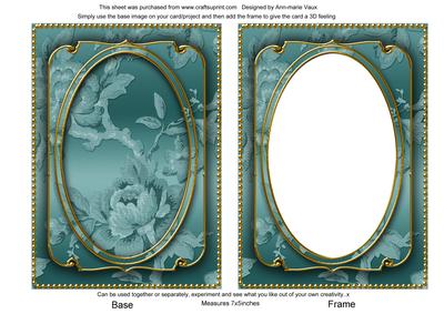 Dusky Teal Metallic All Over Rose 7x5 Shaker Frame and Base