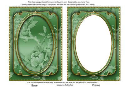 Mid Green Metallic All Over Rose 7x5 Shaker Frame and Base