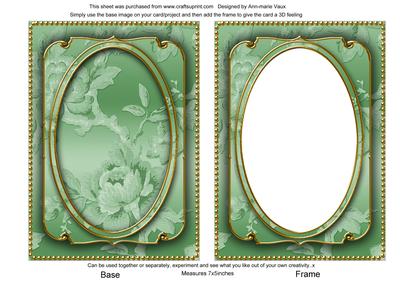 Mint Green Metallic All Over Rose 7x5 Shaker Frame and Base