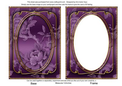 Purple Metallic All Over Rose 7x5in Shaker Frame and Base