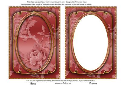 Red Metallic All Over Rose 7x5in Shaker Frame and Base