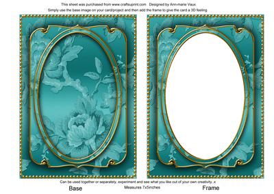 Teal Metallic All Over Rose 7x5in Shaker Frame and Base