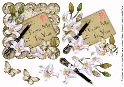 White Lily Cream Postcard from Me to You Step by Step