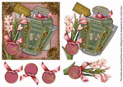 Freesias Perfume 85th Birthday Step by Step Decoupage Sheet