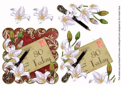 White Lily Scallop Postcard Red 80 Today Step by Step