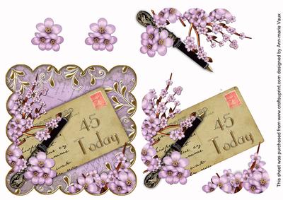 Lilac Cherry Blossom Postcard 45 Today Step by Step