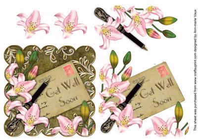 Pink Lily Tea Get Well Soon Postcard Step by Step