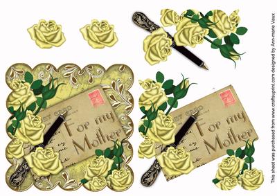 Lemon Roses for My Mother Postcard Step by Step