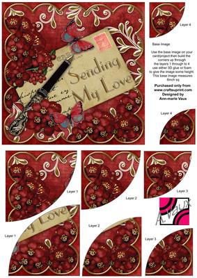 Red Blossom Sending My Love 6in Duo Corner Stacker