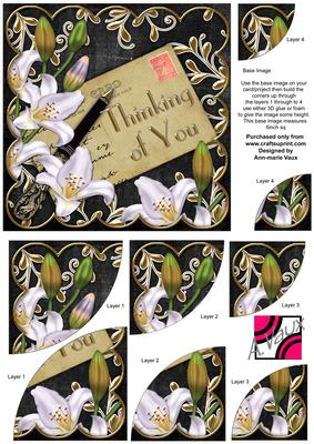 White Lily Black Thinking of You 6in Duo Corner Stacker