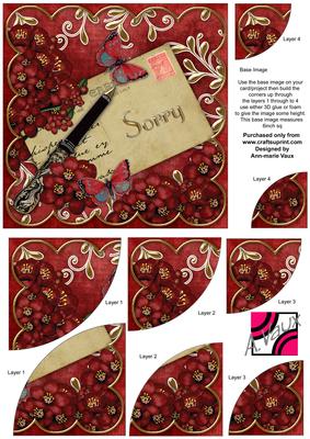 Red Blossom Sorry 6in Duo Corner Stacker