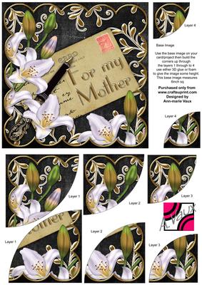 White Lily Black for My Mother 6in Duo Corner Stacker