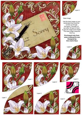 White Lily Red Sorry 6in Duo Corner Stacker