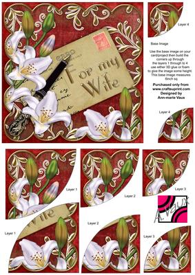 White Lily Red for My Wife 6in Duo Corner Stacker