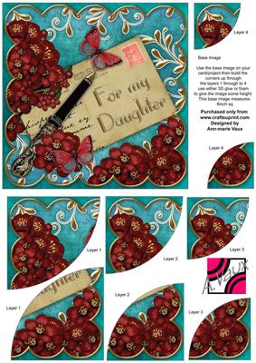 Red Blossom Teal for My Daughter 6in Duo Corner Stacker