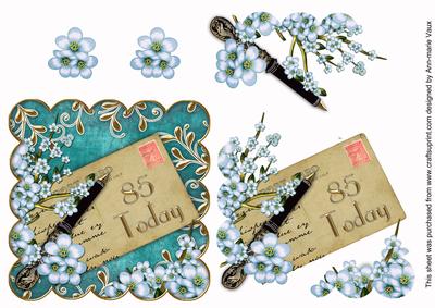 Blue Blossom 85 Today Scallop Postcard Step by Step