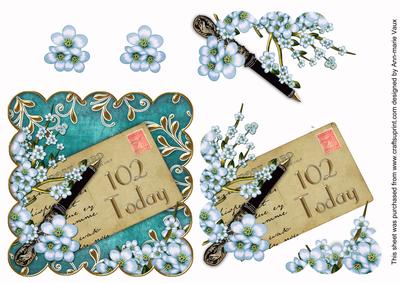 Blue Blossom 102 Today Scallop Postcard Step by Step