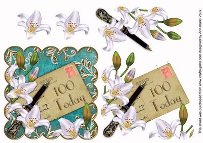 White Lily Teal Scallop Postcard 100 Today Step by Step