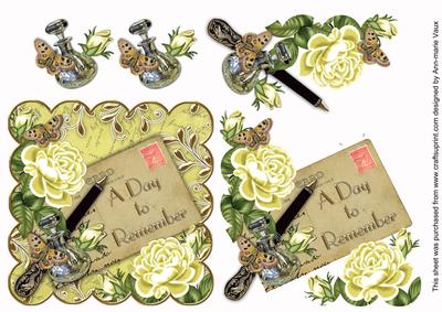 Lemon Roses a Day to Remember Scallop Postcard Step by Step