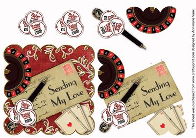 Roulette Red Sending My Love Scallop Postcard Step by Step