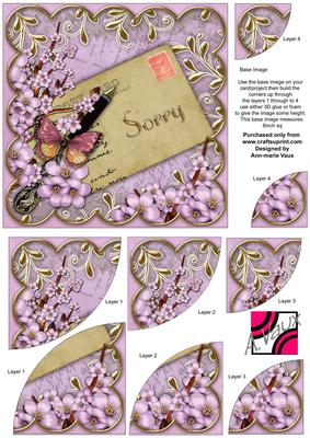 Lilac Blossom Sorry Postcard 6in Duo Corner Stacker