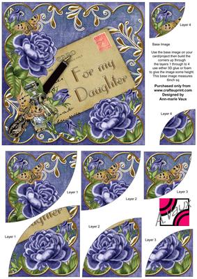 Blue Roses for My Daughter Postcard 6in Duo Corner Stacker