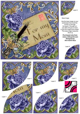 Blue Roses for My Mom Postcard 6in Duo Corner Stacker