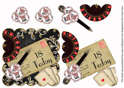 Black Roulette 18 Today Scallop Postcard Step by Step