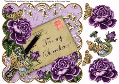 Purple Rose Lilac My Sweetheart Scallop 8in Decoupage Topper