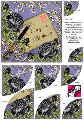 Black Roses Blue Your Birthday 6in Duo Corner Stacker