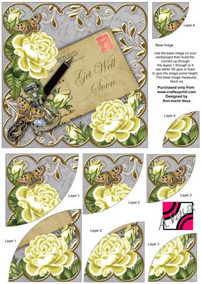 Lemon Roses Silver Get Well Soon 6in Duo Corner Stacker