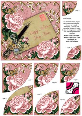 Pink Roses Pink Mothers Day Mam 6in Duo Corner Stacker