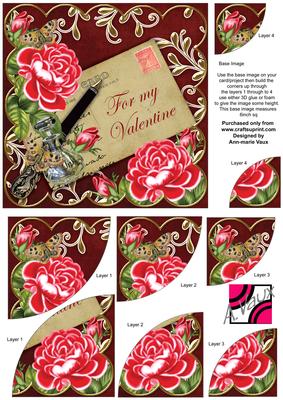Red Roses Red for My Valentine 6in Duo Corner Stacker