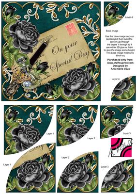 Black Roses Petrol Your Special Day 6in Duo Corner Stacker