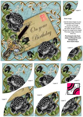 Black Roses Dteal Your Birthday 6in Duo Corner Stacker