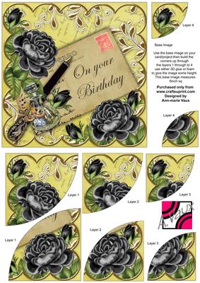 Black Roses Lemon Your Birthday 6in Duo Corner Stacker