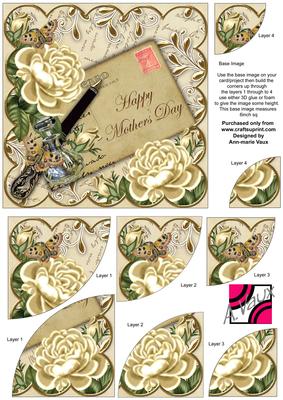 Cream Roses Cream Mothers Day 6in Duo Corner Stacker