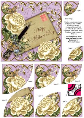 Cream Roses Lilac Mothers Day 6in Duo Corner Stacker