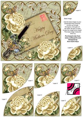Cream Roses Olive Mothers Day 6in Duo Corner Stacker