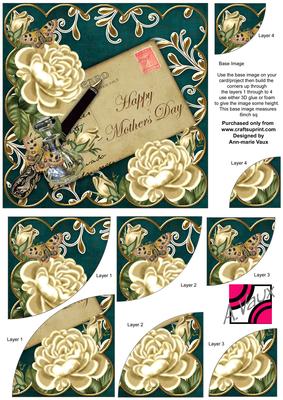 Cream Roses Petrol Mothers Day 6in Duo Corner Stacker