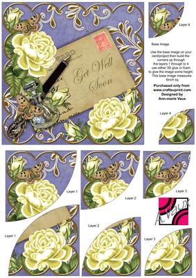 Lemon Roses Blue Get Well Soon 6in Duo Corner Stacker