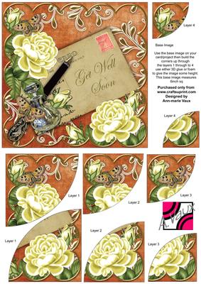 Lemon Roses Burnt Get Well Soon 6in Duo Corner Stacker