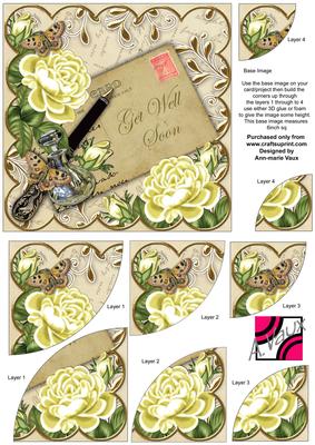 Lemon Roses Cream Get Well Soon 6in Duo Corner Stacker