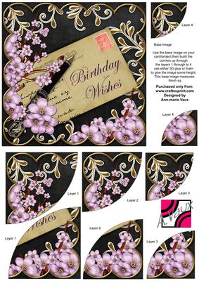 Lilac Blossom Black Birthday Wishes 6in Duo Corner Stacker