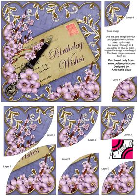 Lilac Blossom Blue Birthday Wishes 6in Duo Corner Stacker